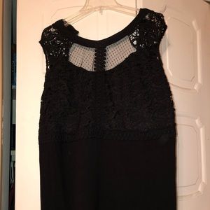 Black lace high neck peplum top